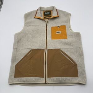 Howler Brothers Cream Fleece Vest with Orange Pocket Medium